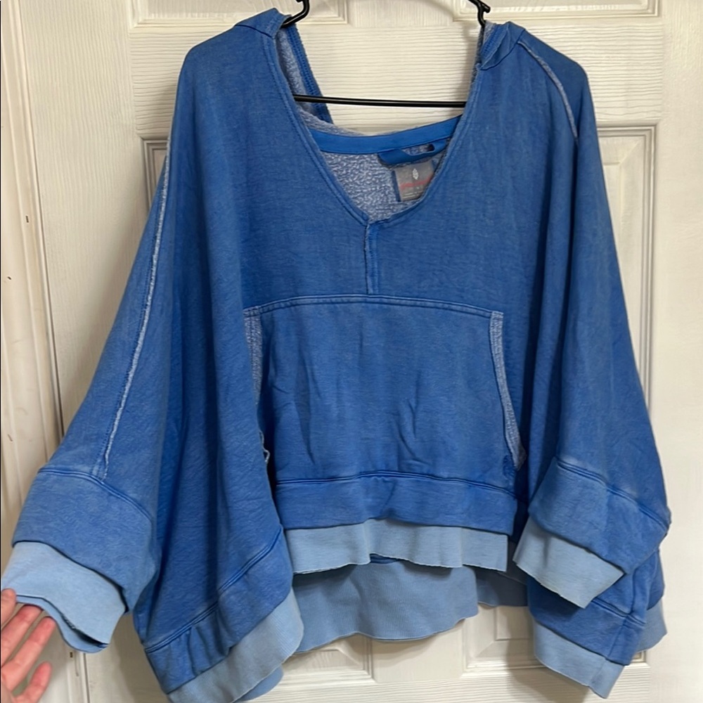 FP Movement by Free People Blue Oversized Bell Sleeve Sweatshirt